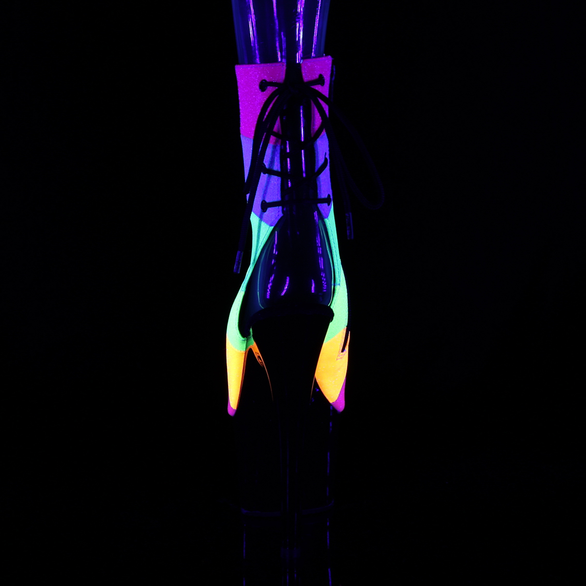 Pleaser Adore-1018RBG RBOWG/B - Viacfarebné čižmy s otvorenou špičkou na vysokej platforme