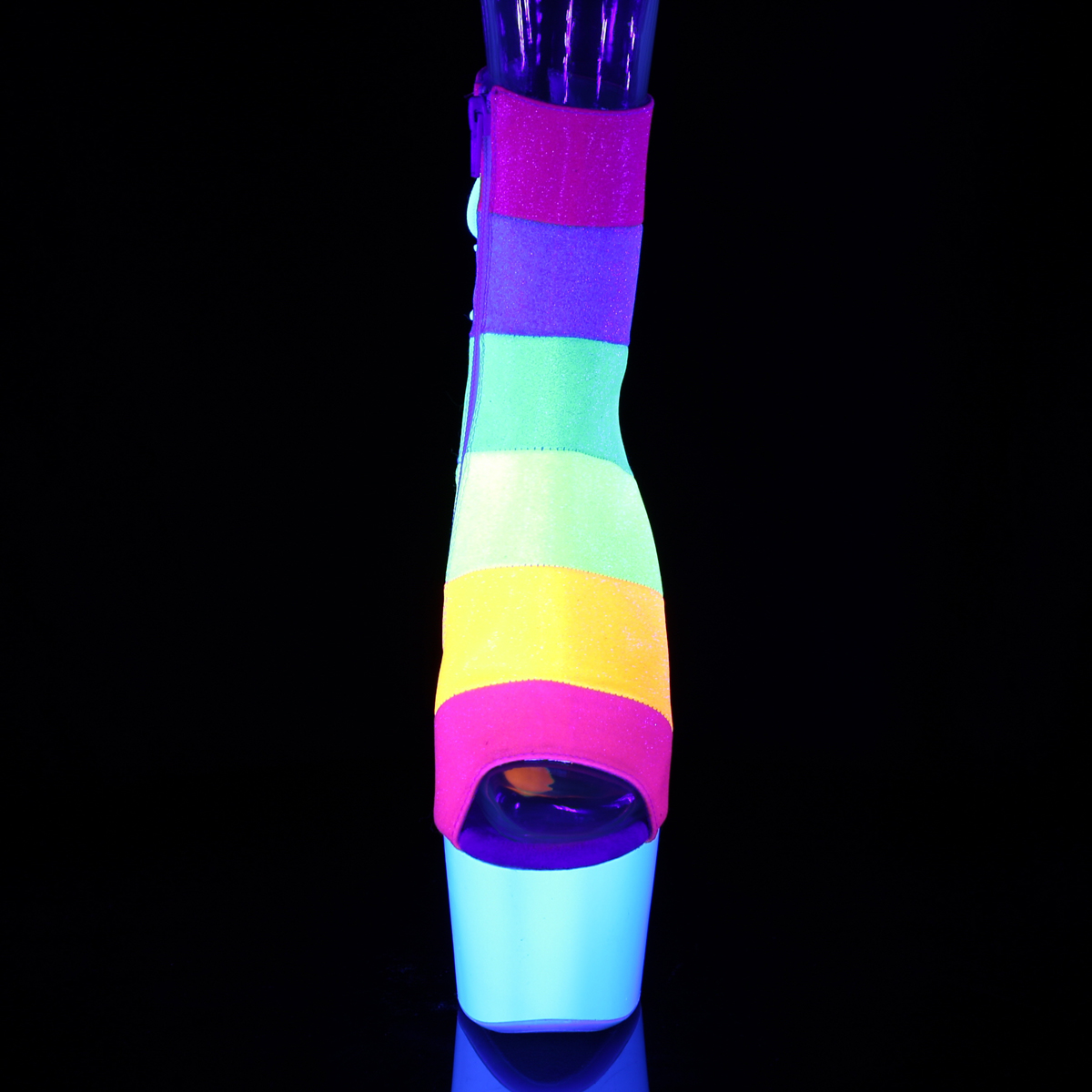 Pleaser Adore-1018RBG RBOWG/NW - Viacfarebné čižmy s otvorenou špičkou na vysokej platforme