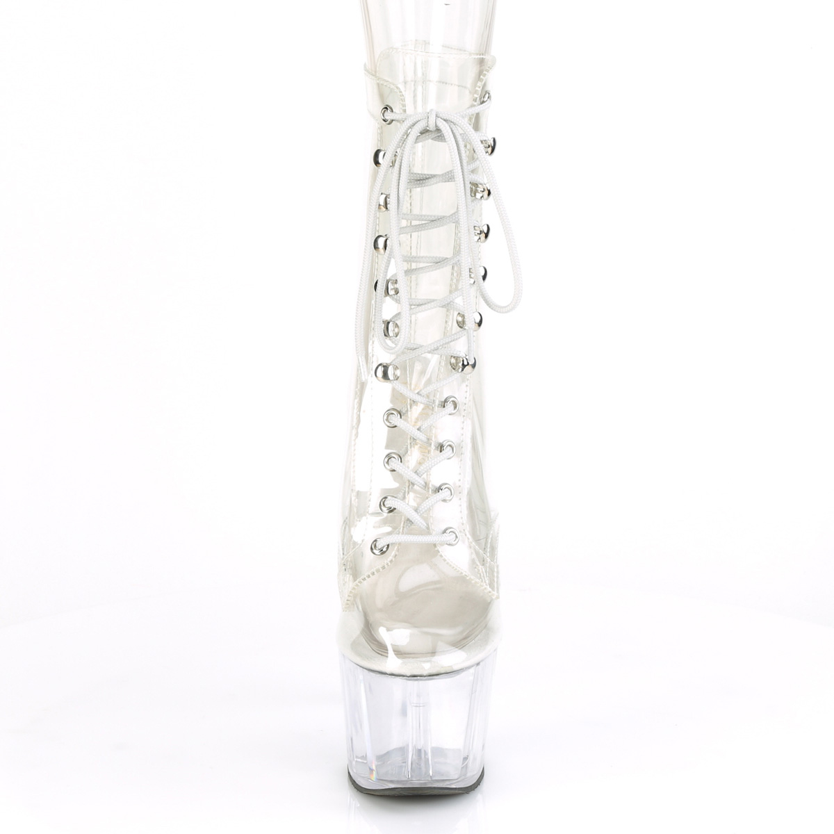 Pleaser Adore-1020C C/M - Priehľadné kotníkové čižmy na vysokej platforme
