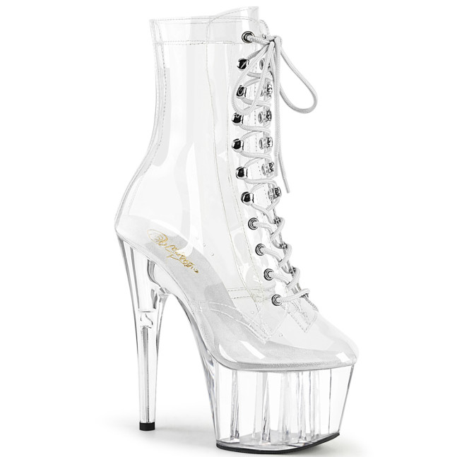 Pleaser Adore-1020C C/M - Priehľadné kotníkové čižmy na vysokej platforme