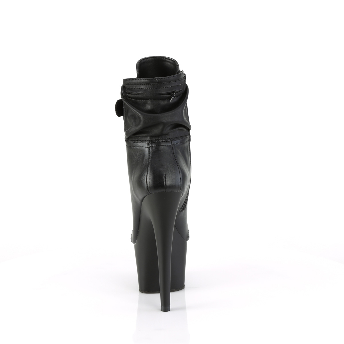 Pleaser Adore-1020POUCH BPU/M - Čierne kotníkové čižmy na vysokej platforme