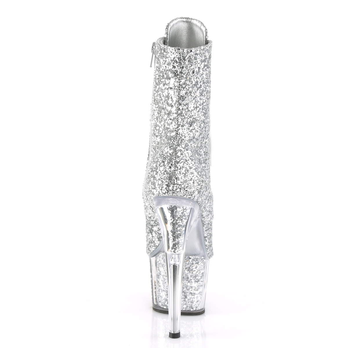 Pleaser Adore-1021G SG/M - Strieborné kotníkové čižmy na vysokej platforme