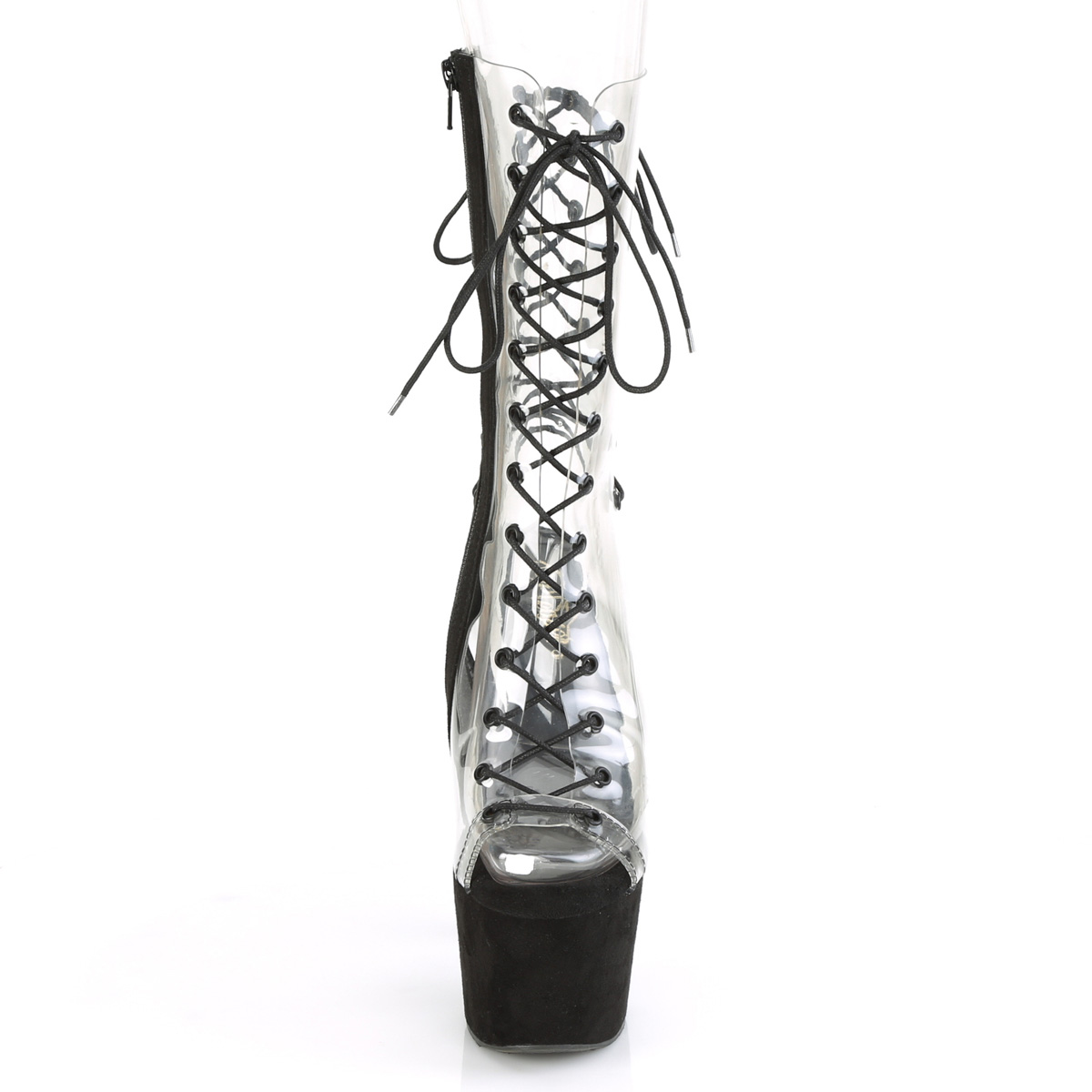 Pleaser Adore-700-60FS C/BFS - Priehľadné čižmy s otvorenou špičkou na vysokej platforme