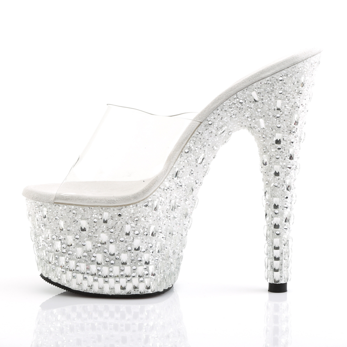 Pleaser Adore-701MR-5 C/W-S - Priehľadné sandále na vysokej platforme