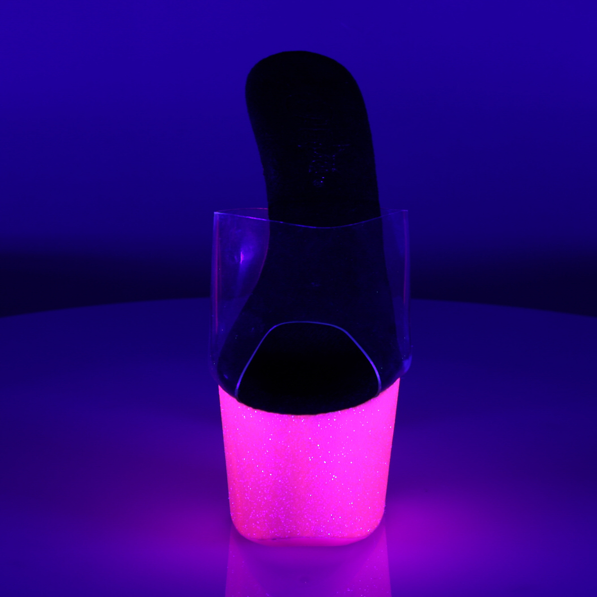 Pleaser Adore-701UVG C/NHPG - Priehľadné uv reaktívne sandále na vysokej platforme