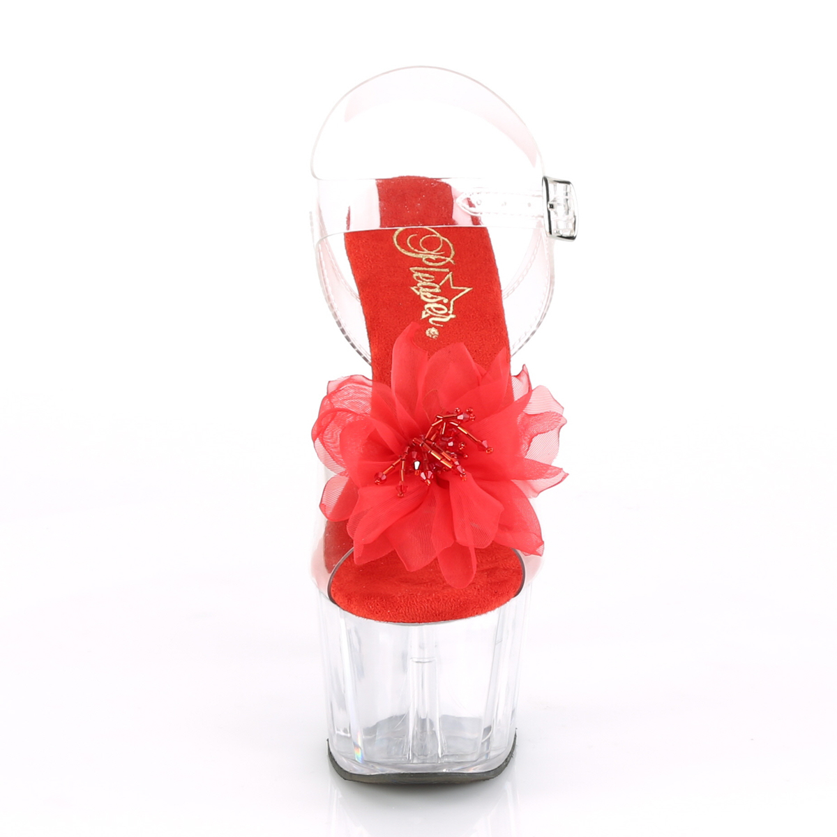 Pleaser Adore-708BFL C-R/C - Priehľadné sandále na vysokej platforme