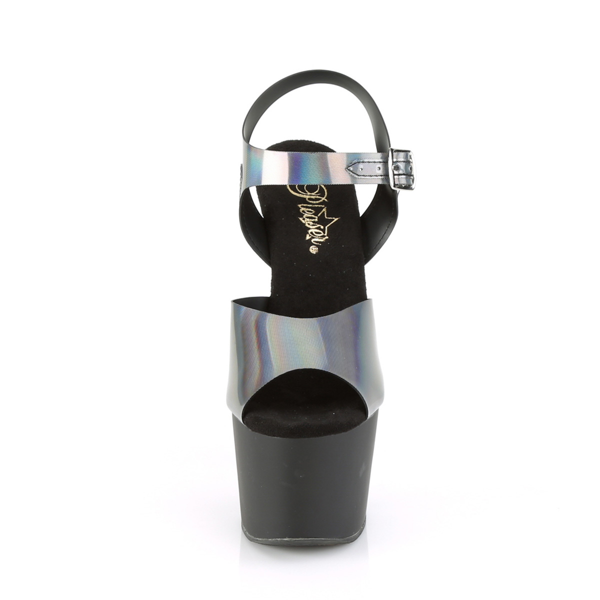 Pleaser Adore-708N-DT PWHGTPU/B - Strieborné sandále na vysokej platforme