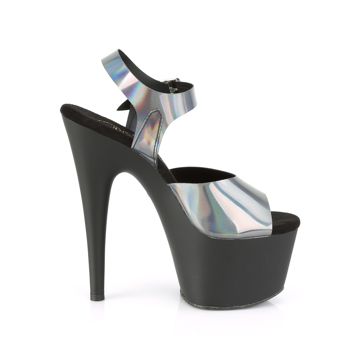 Pleaser Adore-708N-DT PWHGTPU/B - Strieborné sandále na vysokej platforme