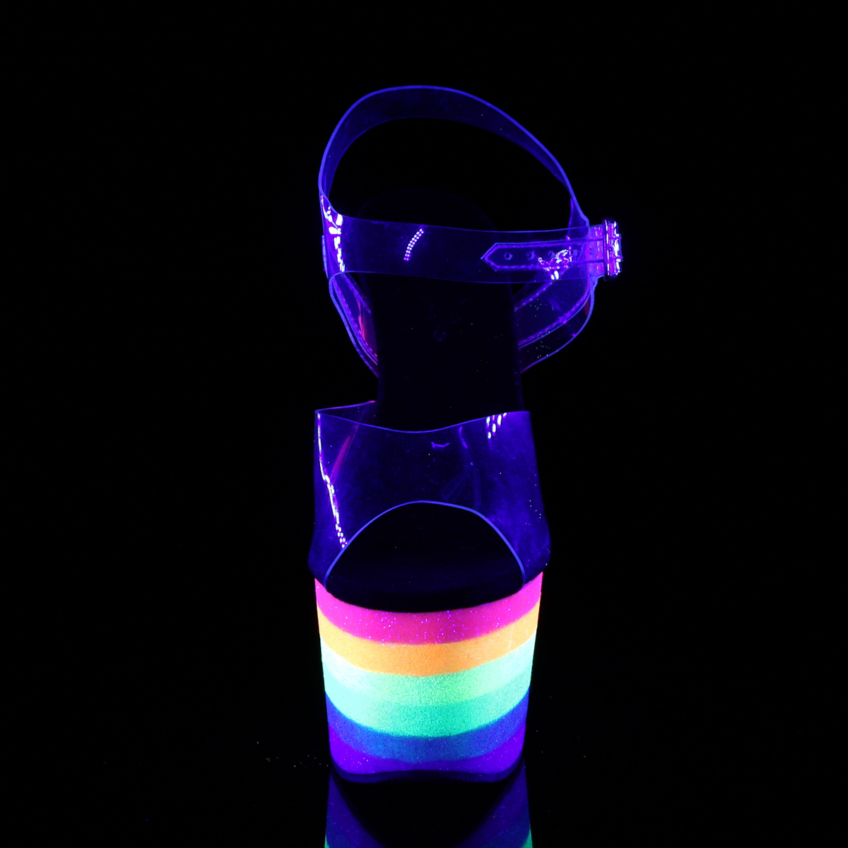 Pleaser Adore-708UVRB C/NRNOWG - Priehľadné uv reaktívne sandále na vysokej platforme