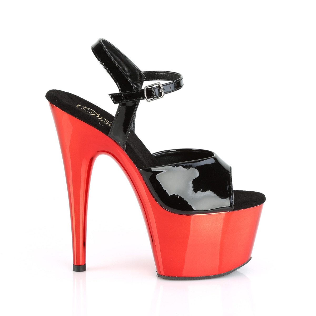 Pleaser Adore-709 B/RCH - Lesklé čierne sandále na vysokej platforme