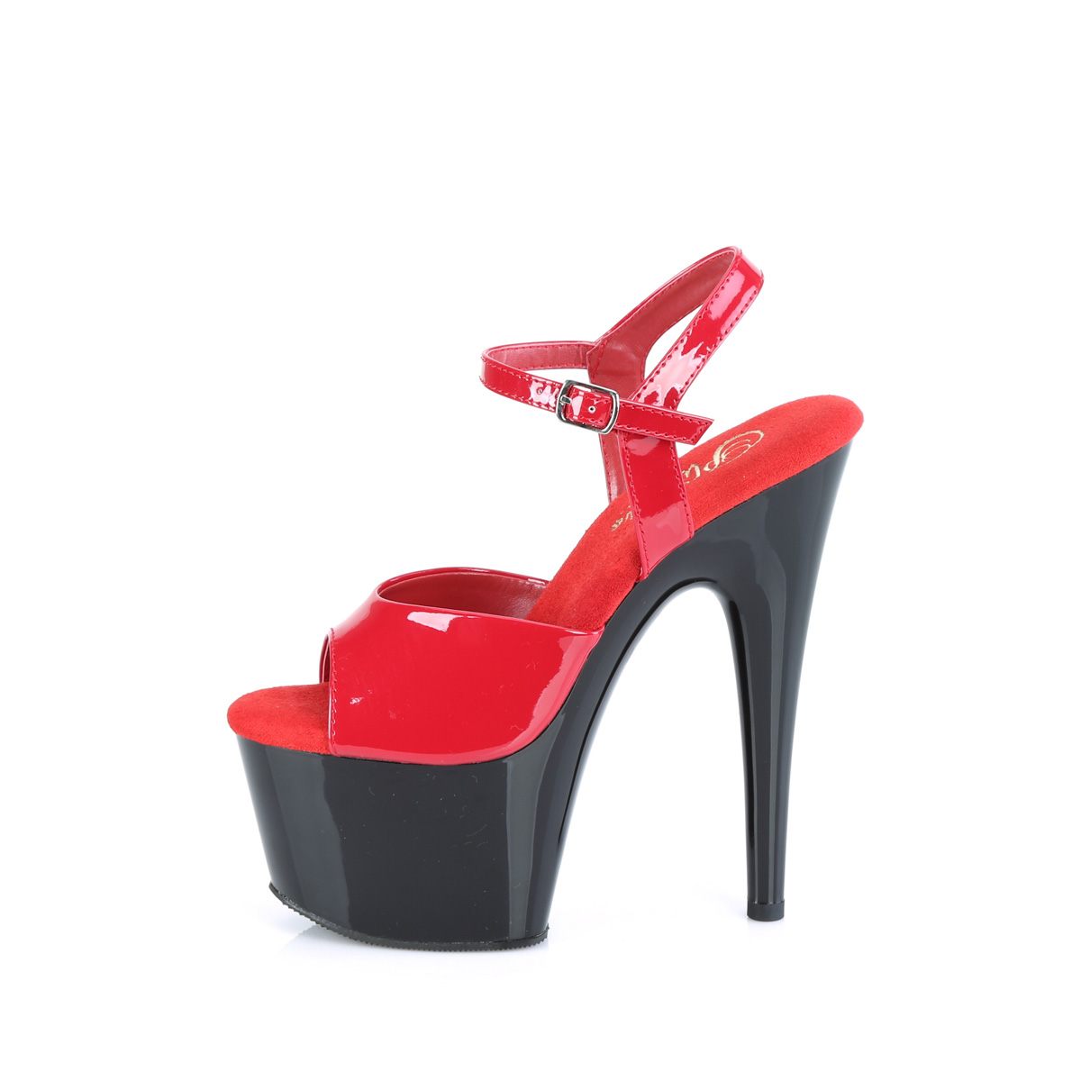 Pleaser Adore-709 R/B - Lesklé červené sandále na vysokej platforme