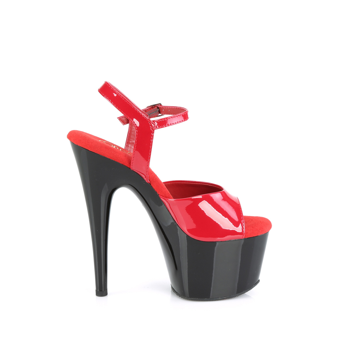 Pleaser Adore-709 R/B - Lesklé červené sandále na vysokej platforme