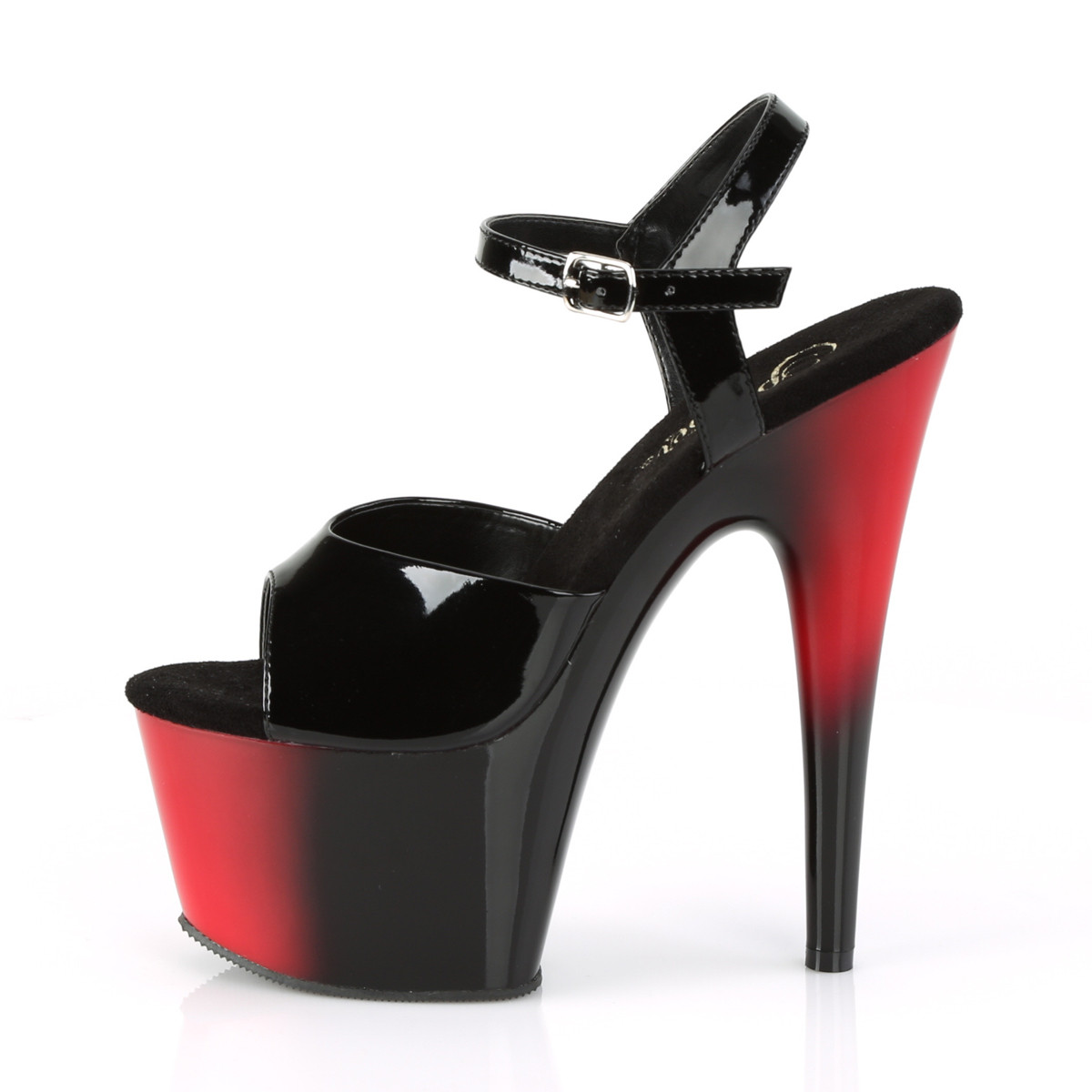 Pleaser Adore-709BR B/R-B - Lesklé čierne sandále na vysokej platforme