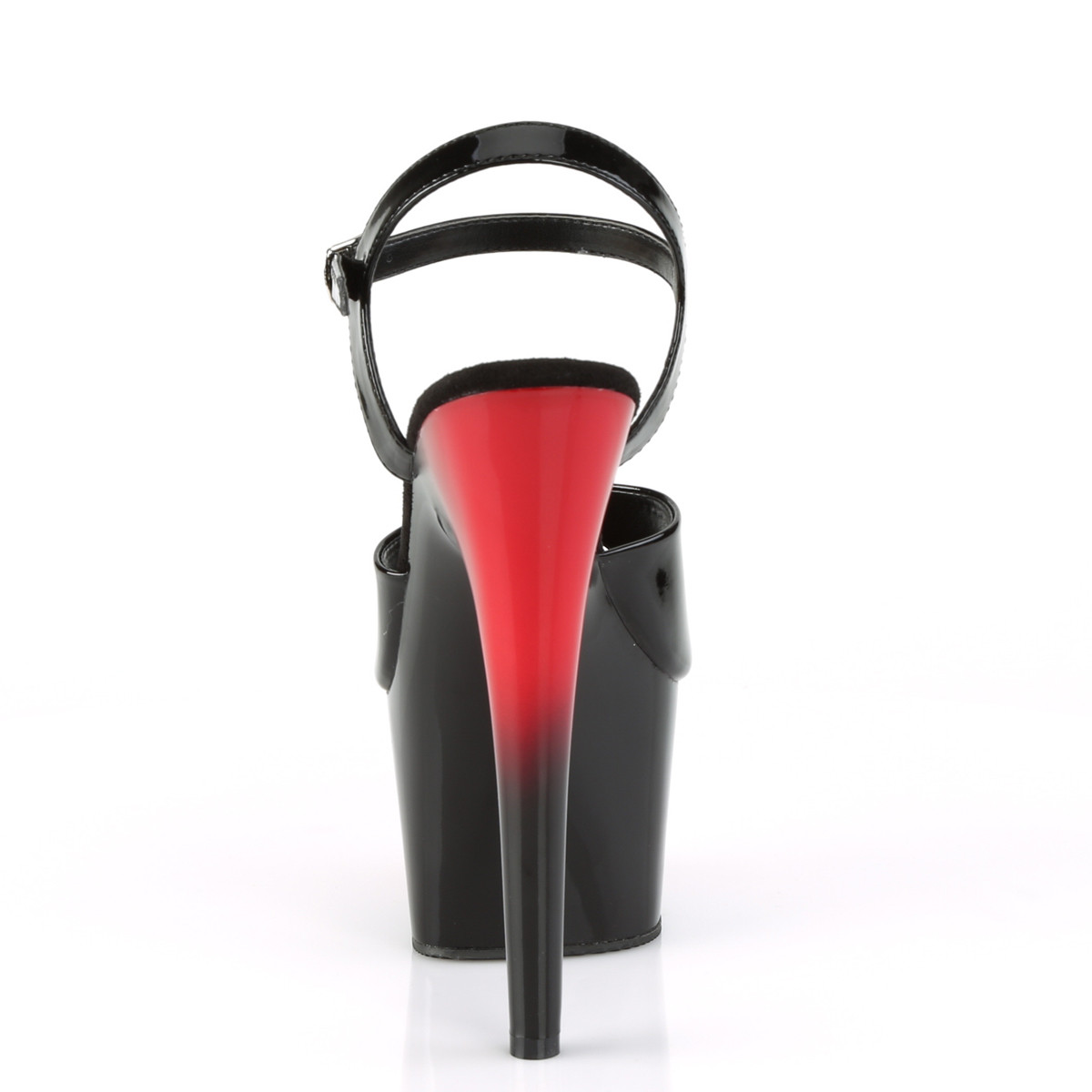 Pleaser Adore-709BR B/R-B - Lesklé čierne sandále na vysokej platforme