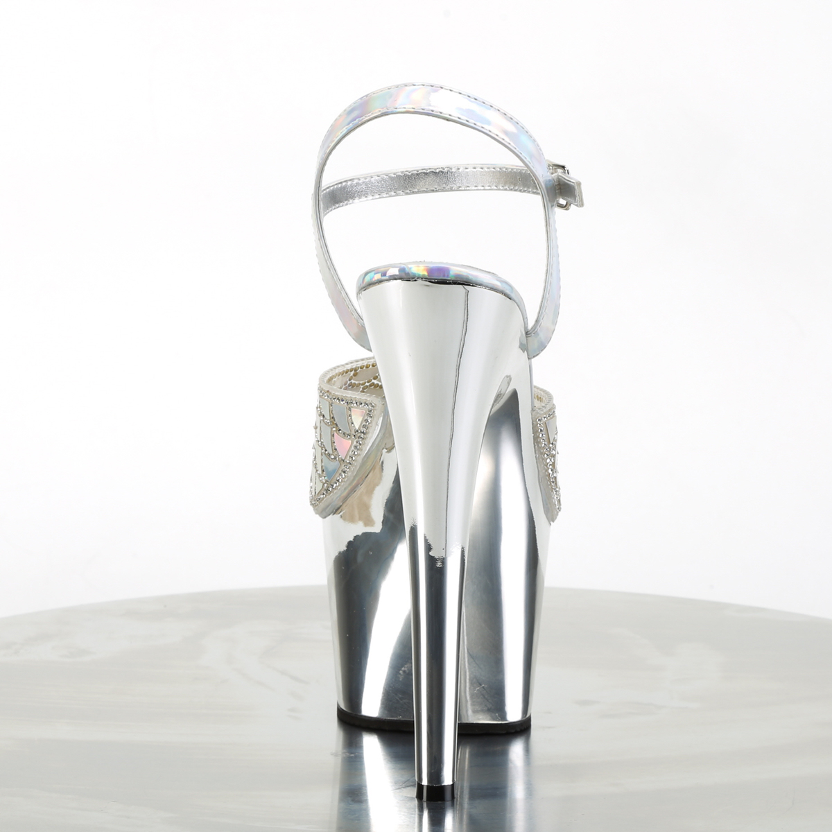 Pleaser Adore-709MMRS SHG/SCH - Strieborné sandále na vysokej platforme