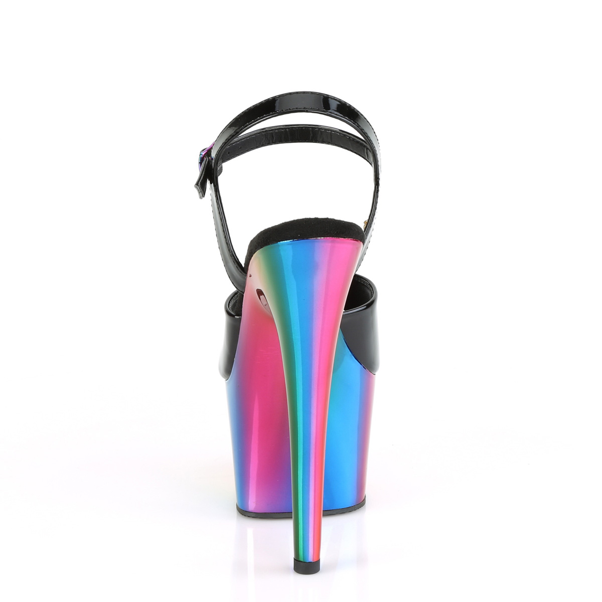 Pleaser Adore-709RC B/RBOWCH - Lesklé čierne sandále na vysokej platforme