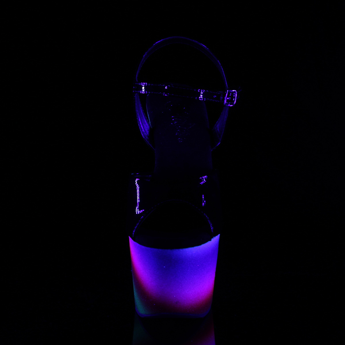 Pleaser Adore-709WR B/RBOWG - Lesklé čierne sandále na vysokej platforme