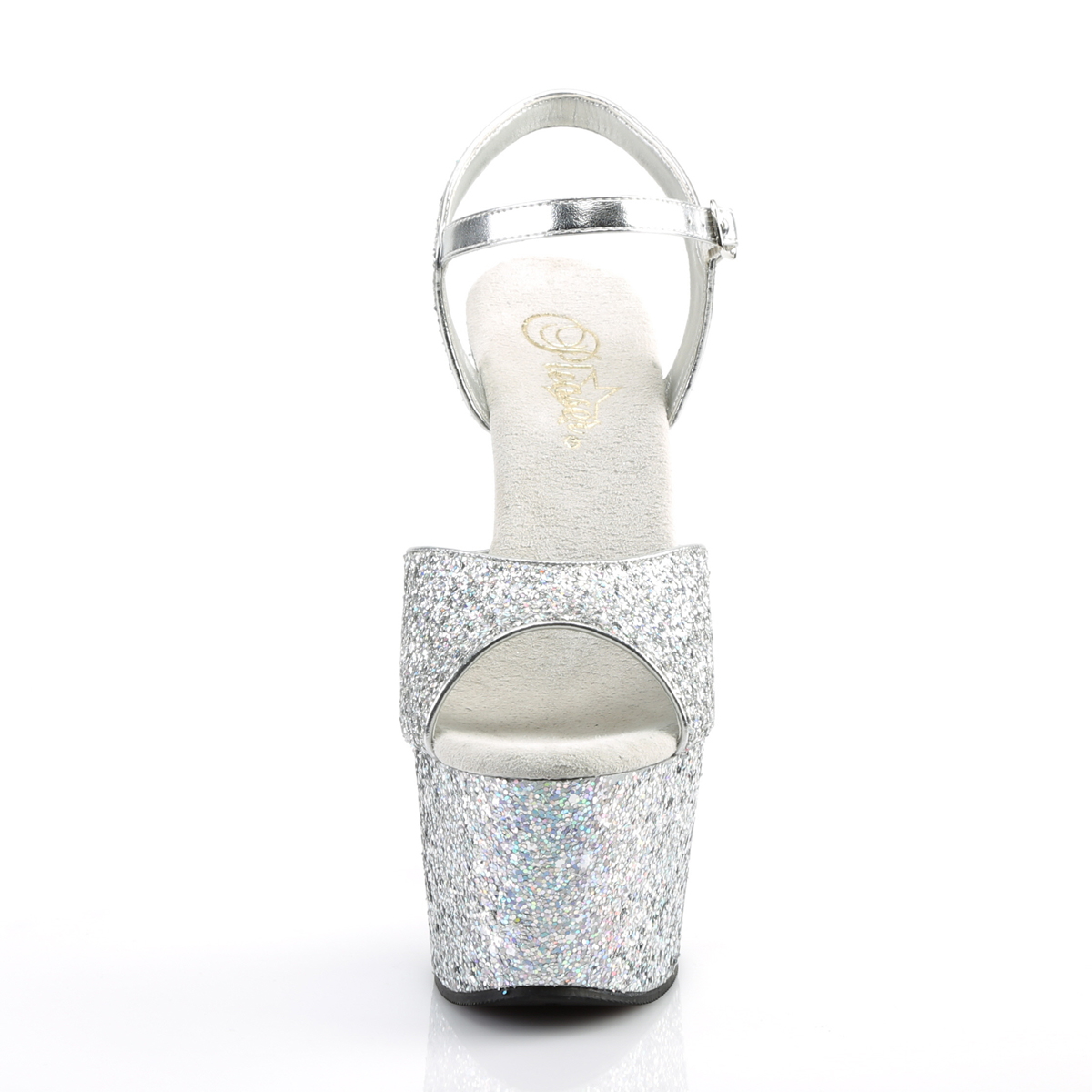 Pleaser Adore-710LG SG/M - Strieborné sandále na vysokej platforme