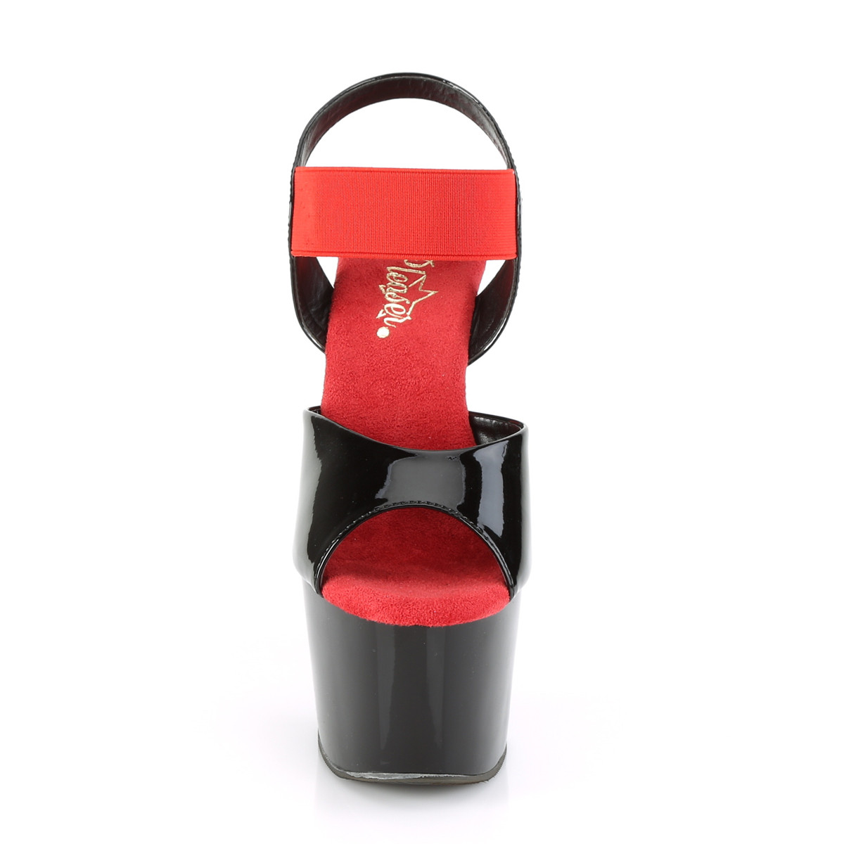 Pleaser Adore-714 BPT-RELS/B - Lesklé čierne sandále na vysokej platforme