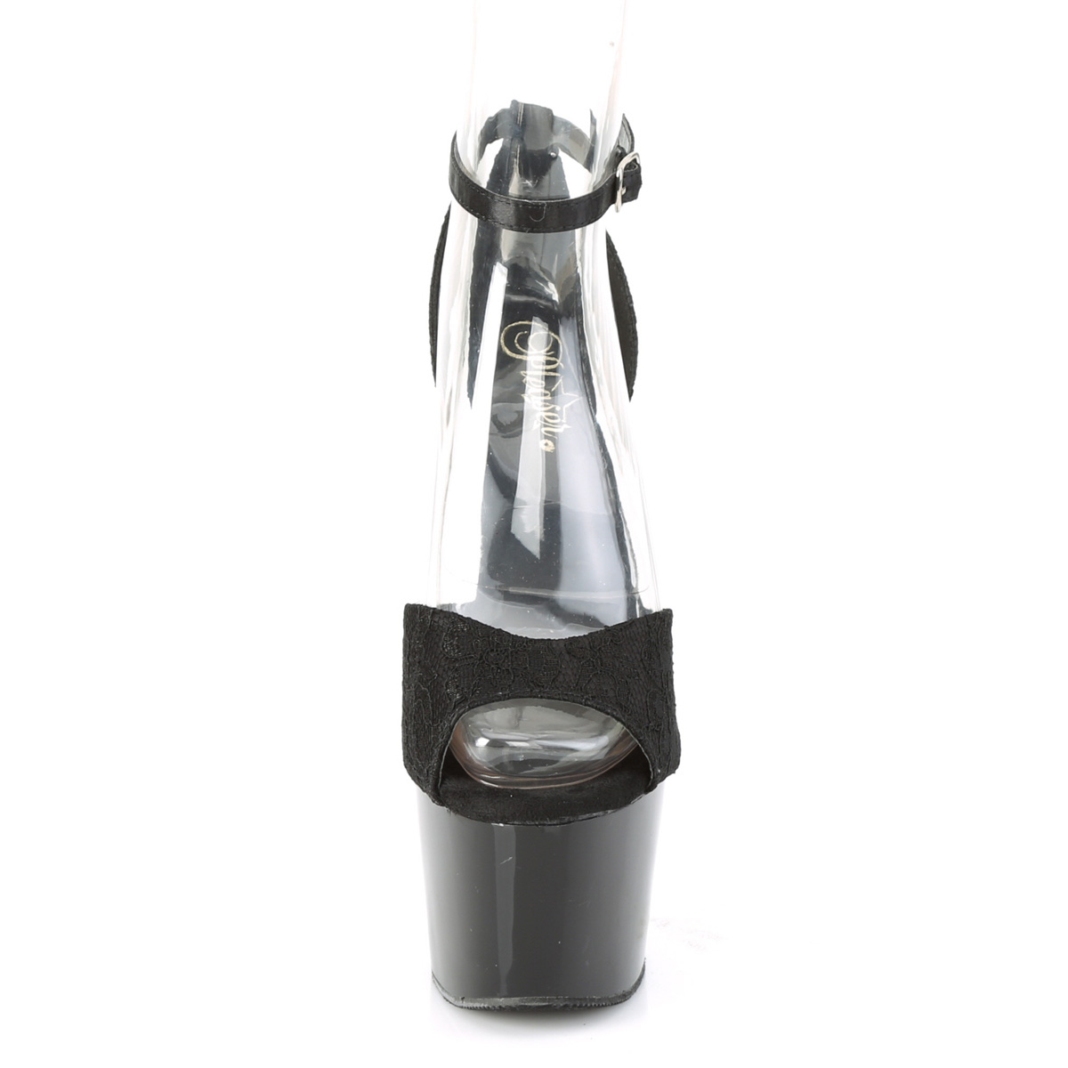 Pleaser Adore-768 BSA-BLC/M - Čierne topánky s remienkom cez kotník na vysokej platforme