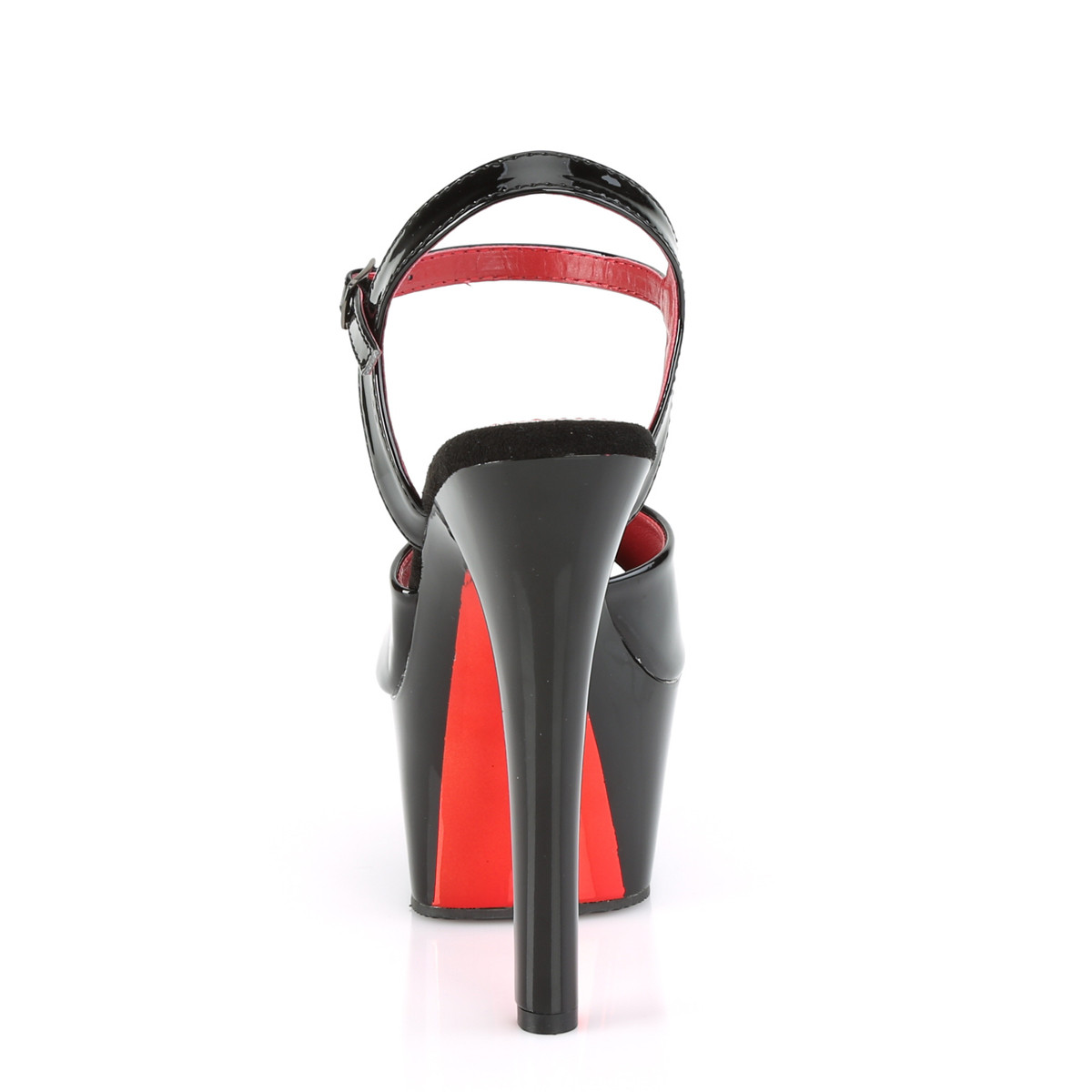 Pleaser Aspire-609TT B/B-RCH - Lesklé čierne sandále na platforme s vysokými podpätkami