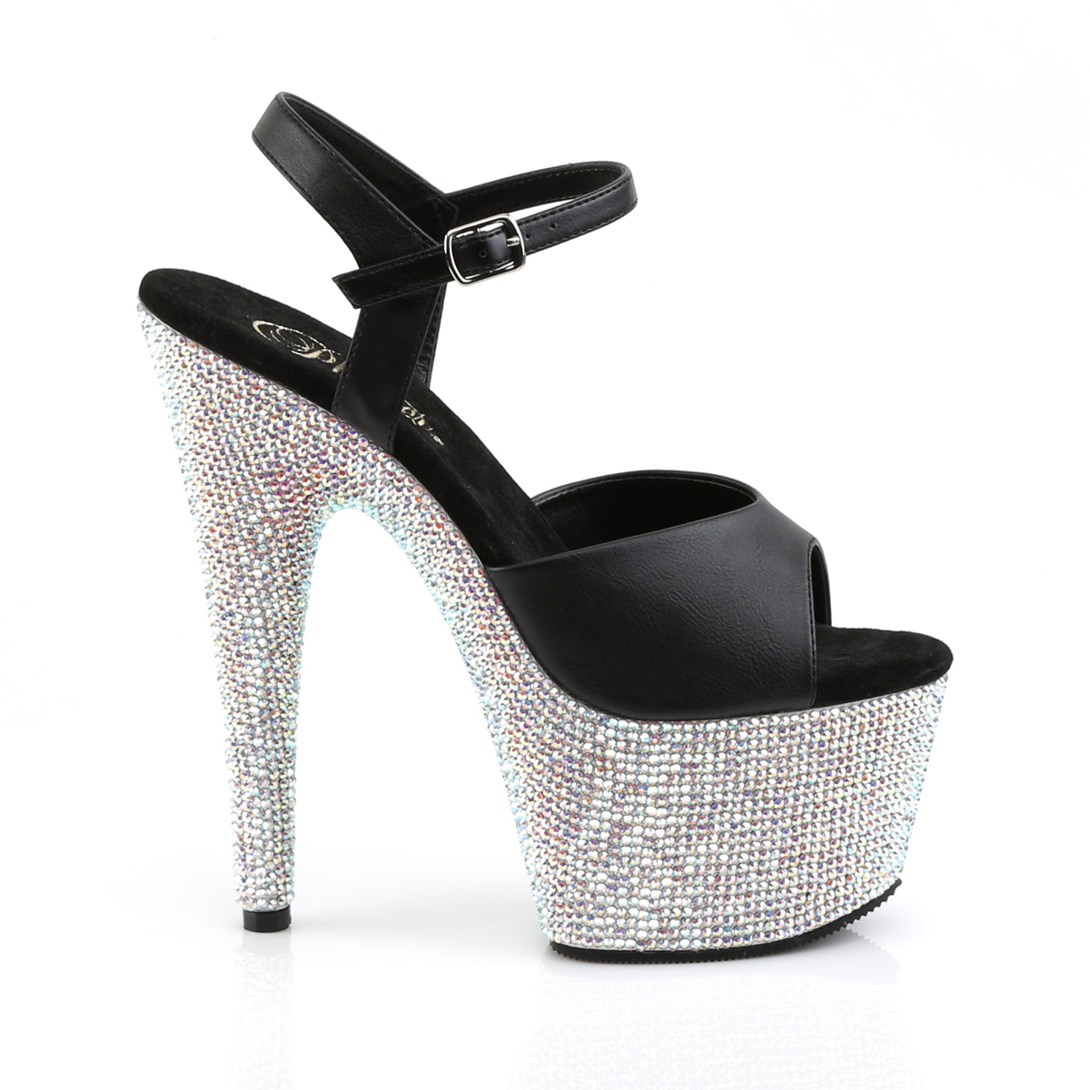 Pleaser Bejeweled-709DM BPU/SMRS - Čierne sandále na vysokej platforme
