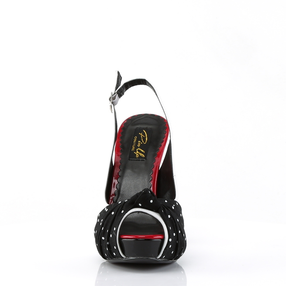 Pin Up Couture Bettie-09 W-BF - Lesklé biele lodičky s otvorenou špičkou a voľnou pätou