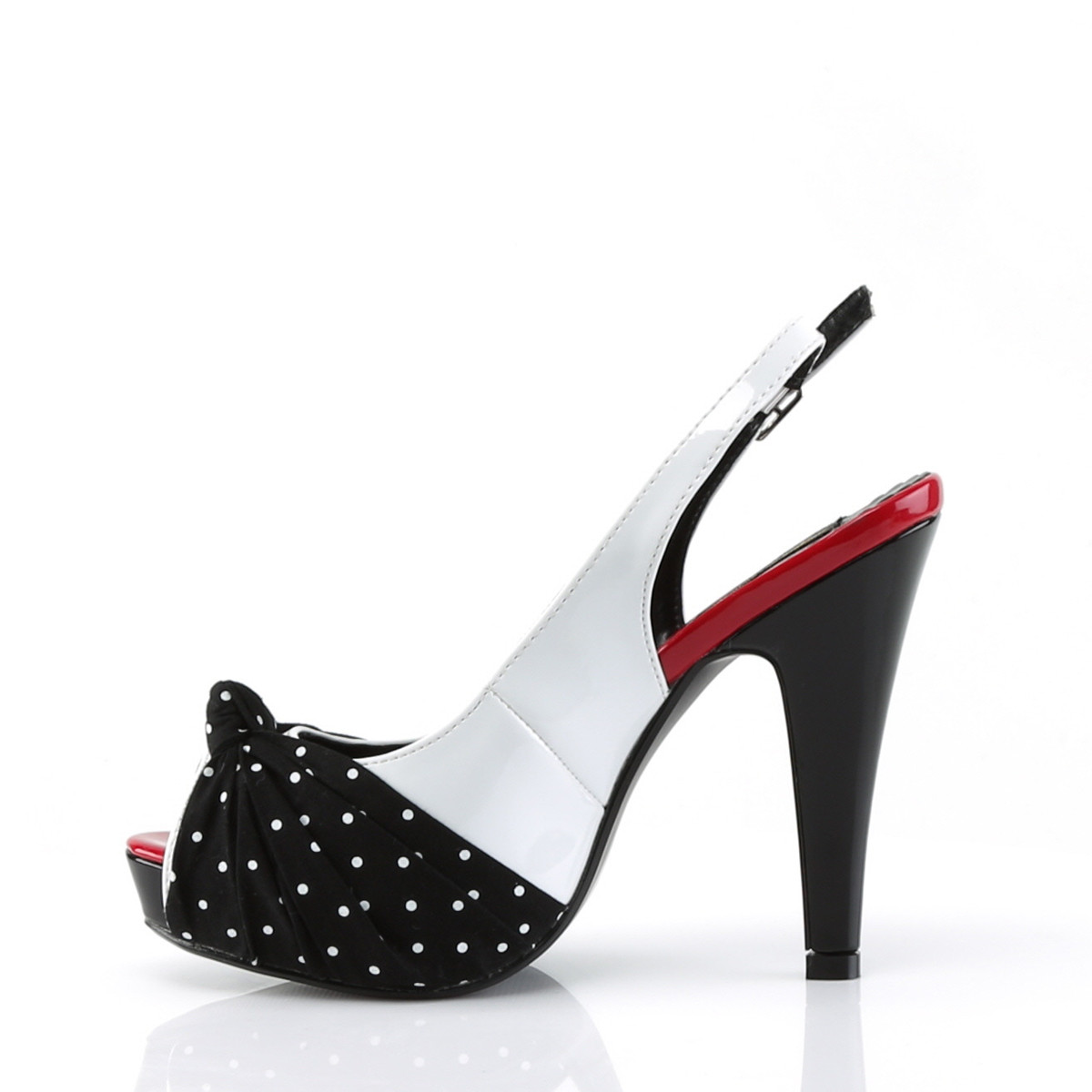 Pin Up Couture Bettie-09 W-BF - Lesklé biele lodičky s otvorenou špičkou a voľnou pätou