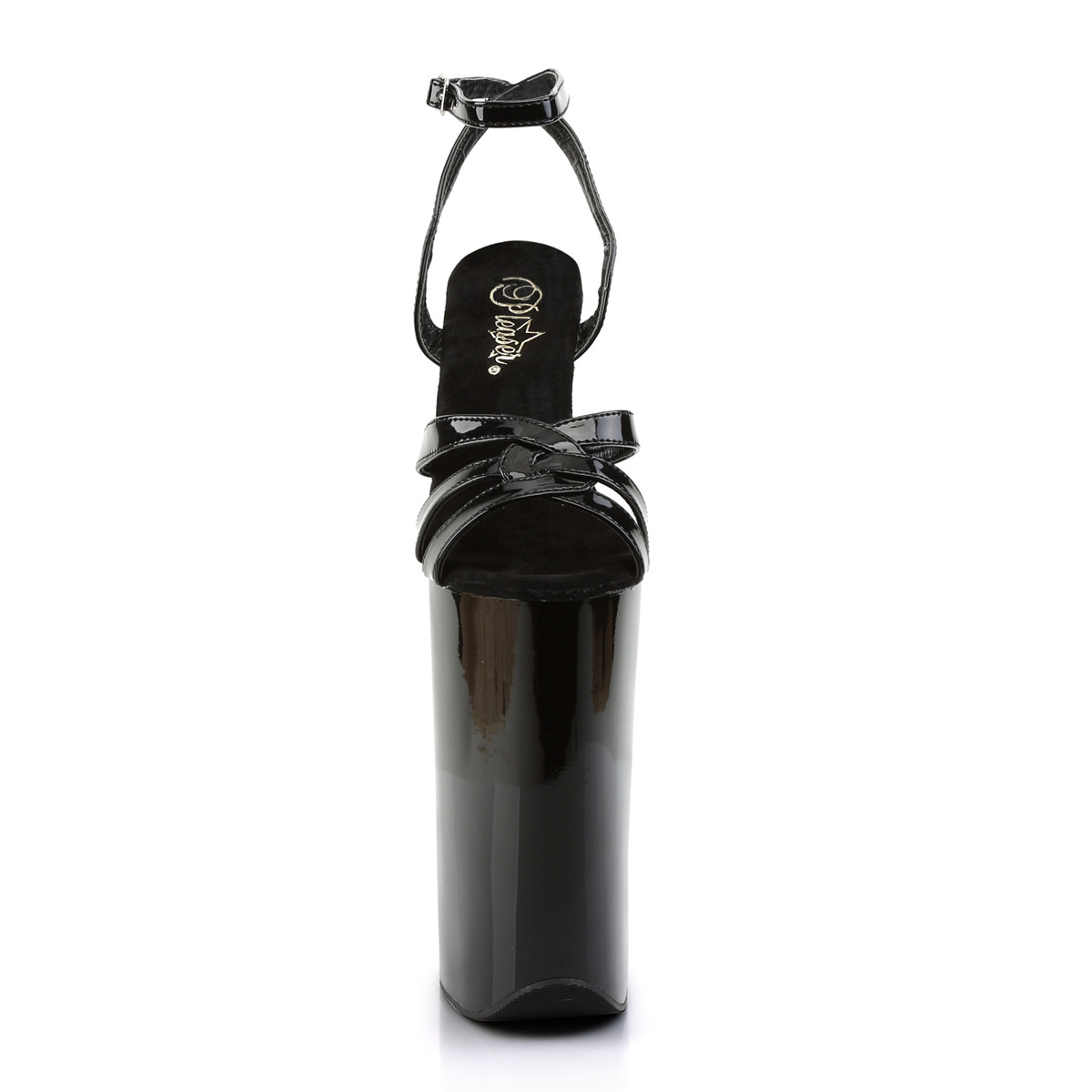 Pleaser Beyond-012 B/M - Lesklé čierne sandále na vysokej platforme