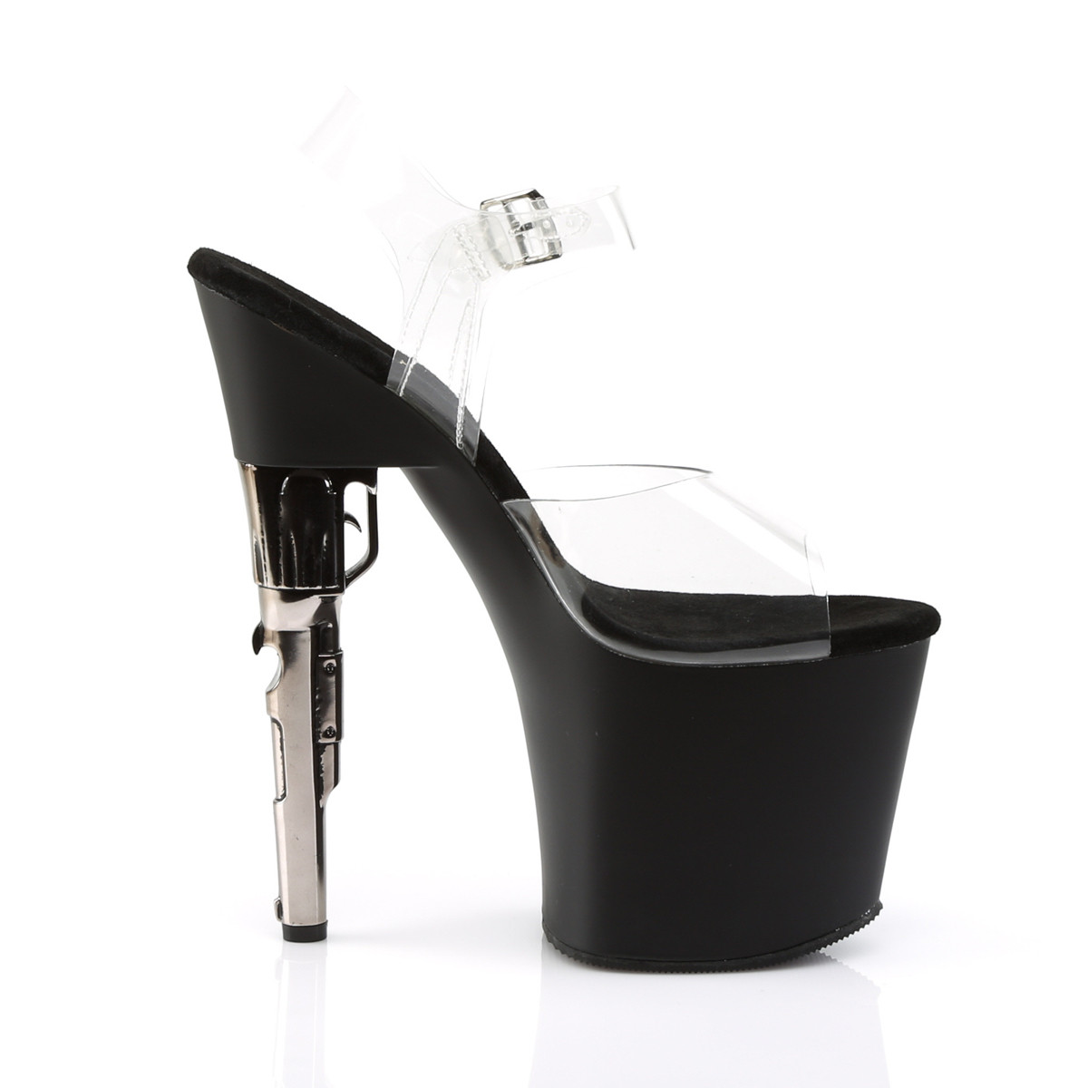 Pleaser Bondgirl-708 C/B - Priehľadné sandále na vysokej platforme