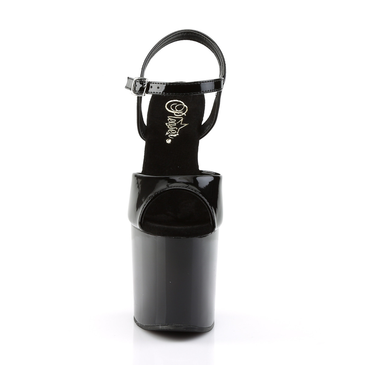 Pleaser Bondgirl-709 B/M - Lesklé čierne sandále na vysokej platforme