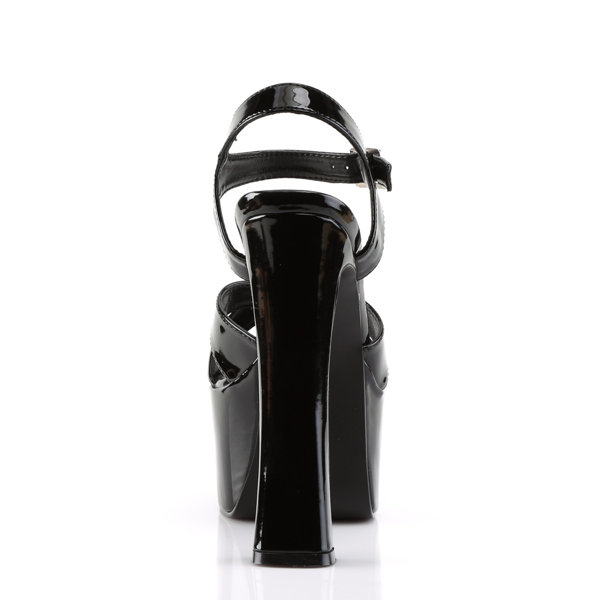 Devious Candy-40 B - Lesklé čierne sandále na platforme s vysokými širokými podpätkami