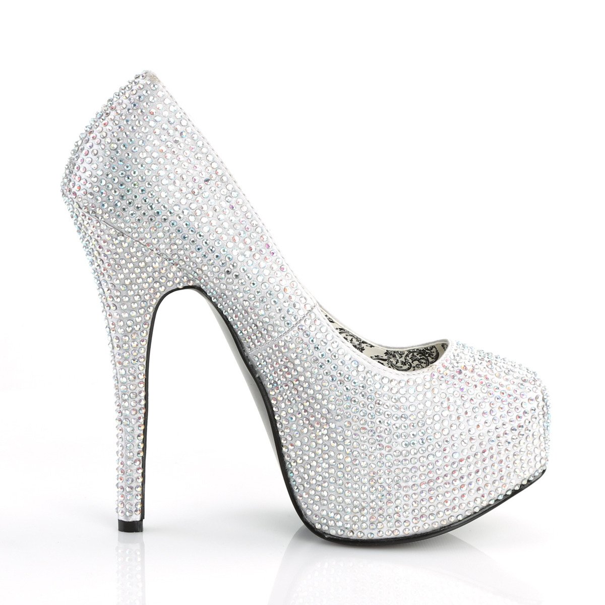 Bordello Teeze-06R SSA-IRIDRS - Strieborné lodičky na platforme s vysokými podpätkami