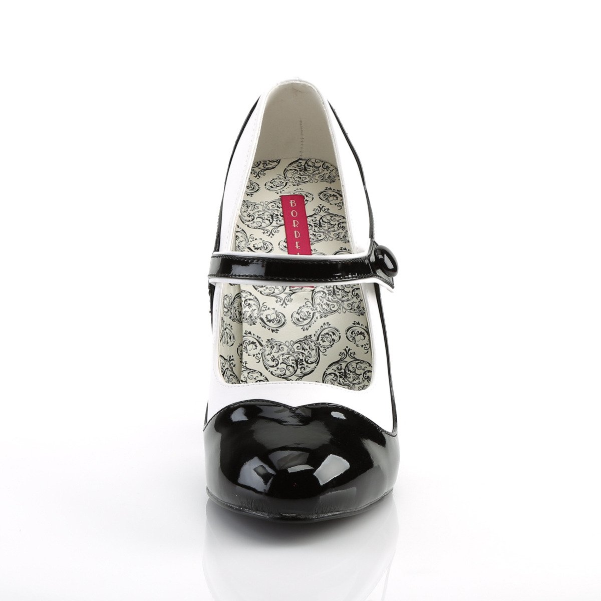 Bordello Tempt-07 BW/PU - Čierne lodičky s remienkami na vysokom podpätku