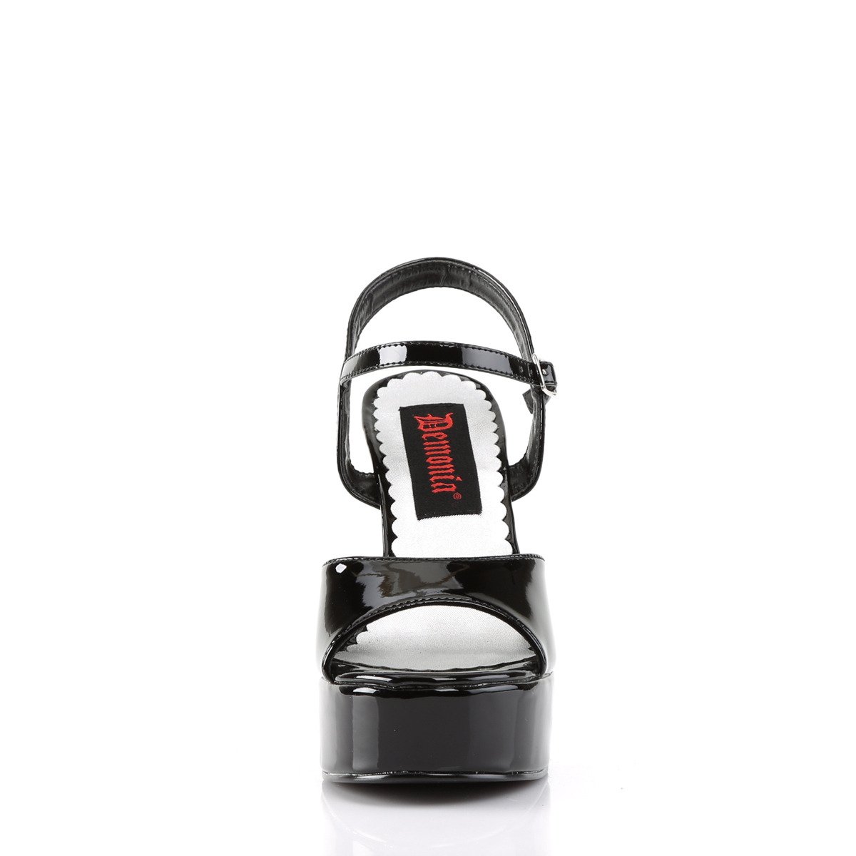 Demonia Dolly-09 B - Lesklé čierne sandále na platforme s vysokými podpätkami