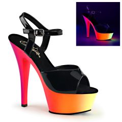 Čierne fluorescenčné sandálky na platforme Pleaser Rainbow-209UV