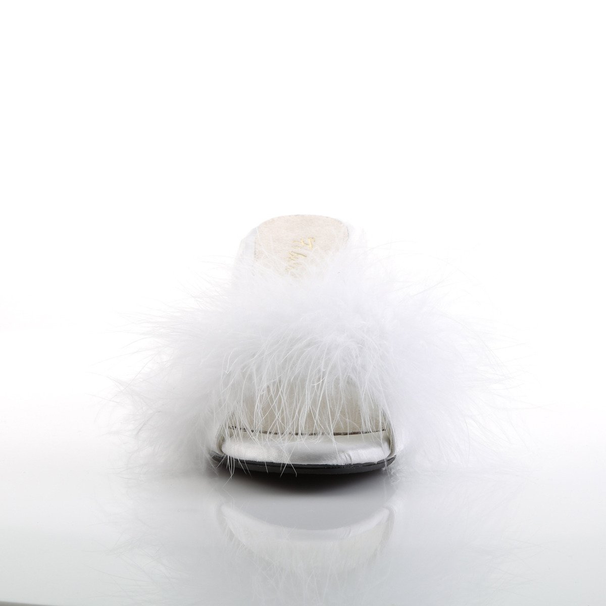 Fabulicious Belle-301F W/SAT - Biele šľapky na podpätku