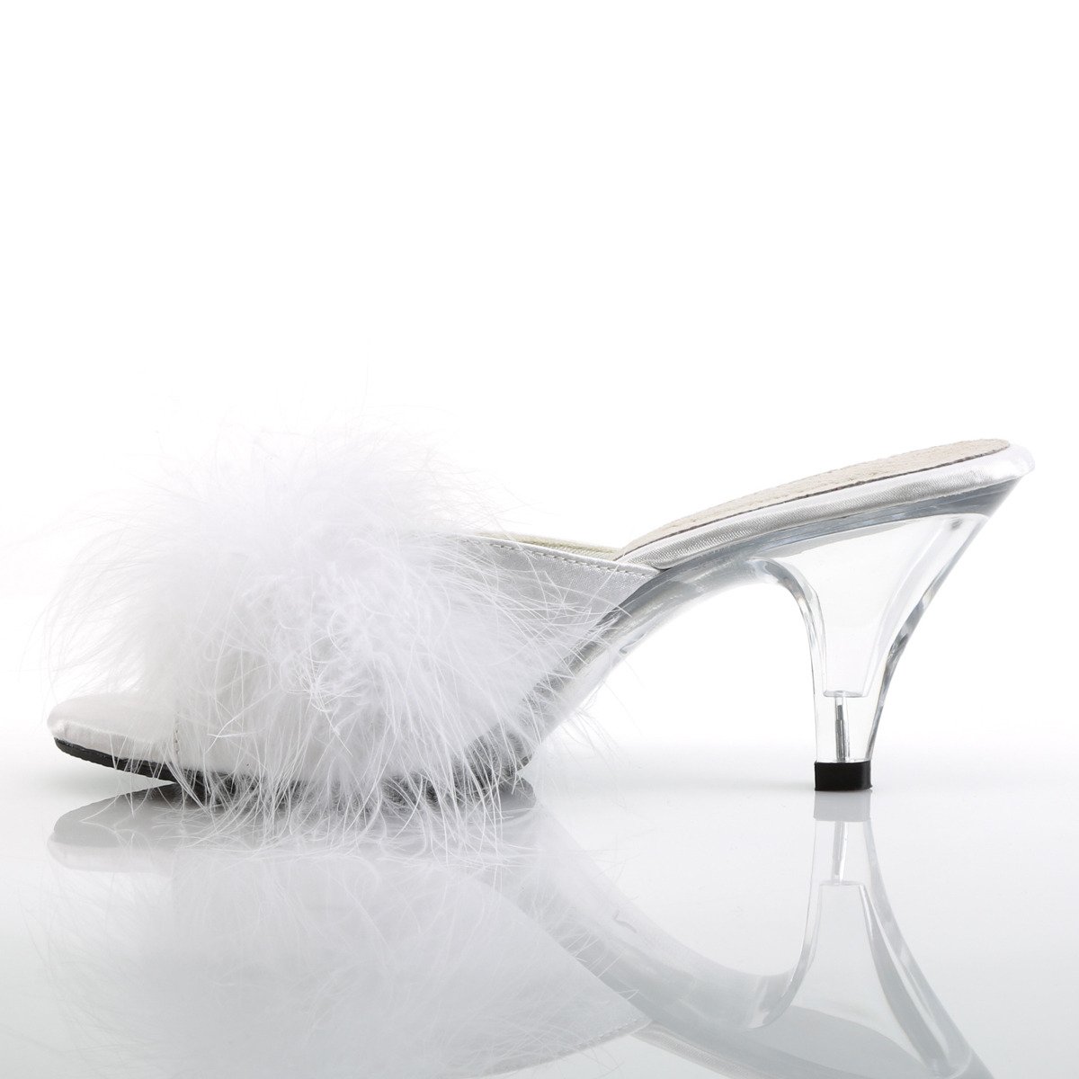 Fabulicious Belle-301F W/SAT - Biele šľapky na podpätku