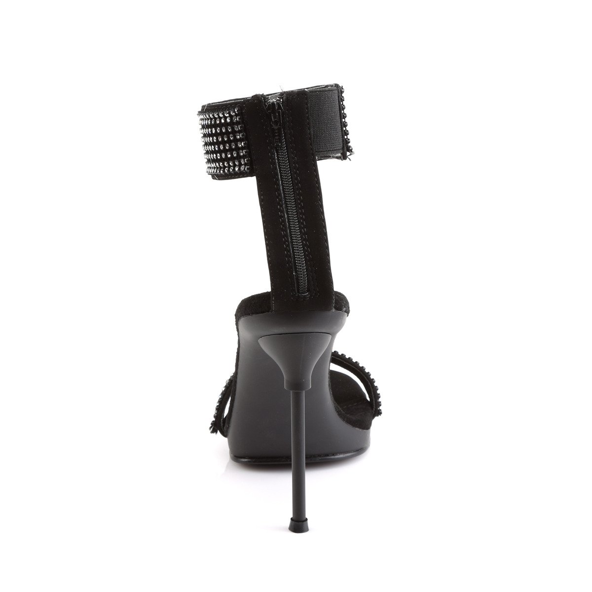 Fabulicious Chic-40 B/NB - Čierne topánky s remienkom cez kotník na vysokom podpätku