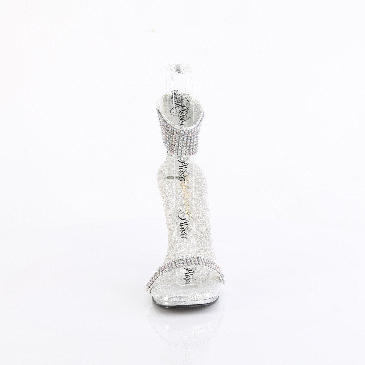 Fabulicious Chic-40 SFA-RS/M - Strieborné topánky s remienkom cez kotník na vysokom podpätku