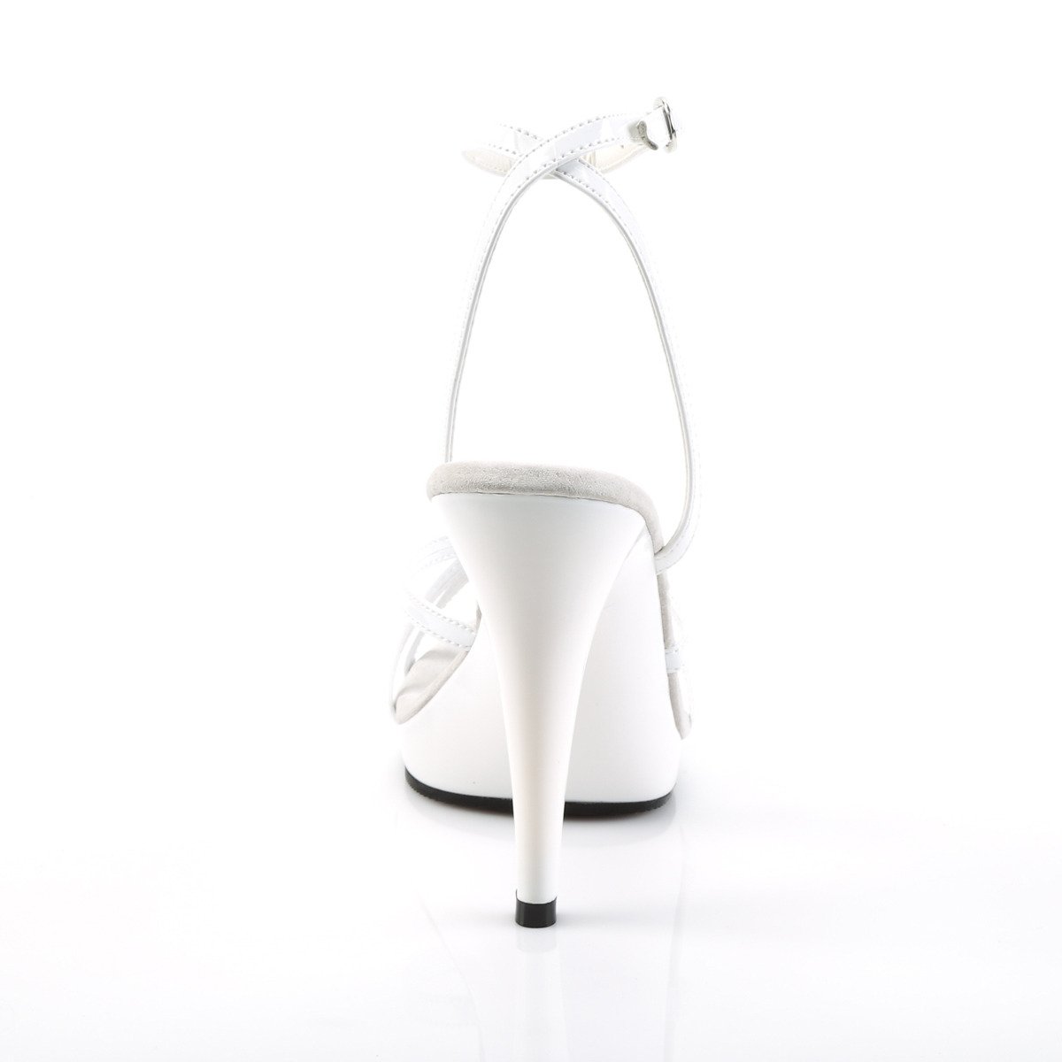 Fabulicious Flair-436 W/M - Lesklé biele sandále na vysokom podpätku