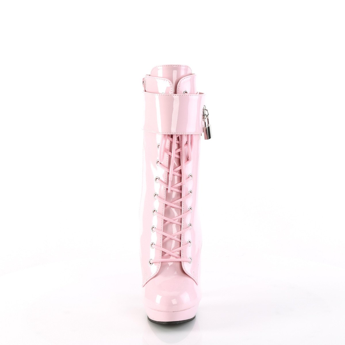 Fabulicious Sultry-1023 BP/M - Lesklé ružové kotníkové čižmy na vysokom podpätku