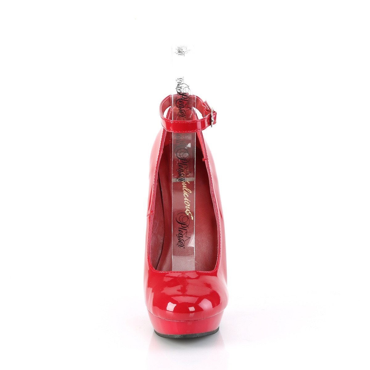 Fabulicious Sultry-686 R/M - Lesklé červené lodičky s remienkami na vysokom podpätku