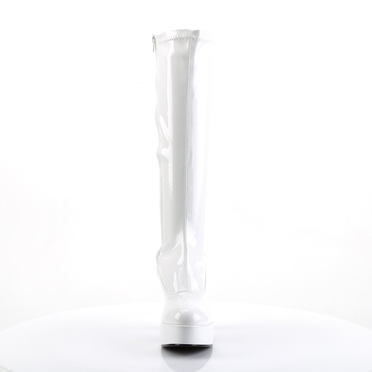 Funtasma Exotica-2000 W - Lesklé biele čižmy na platforme s vysokými podpätkami