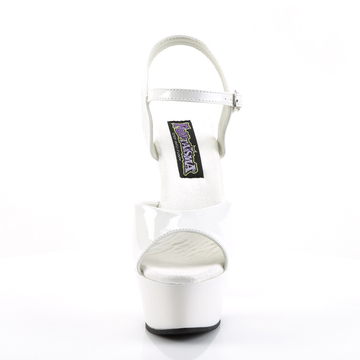 Funtasma Juliet-209 W/M - Lesklé biele sandále na platforme s vysokými podpätkami