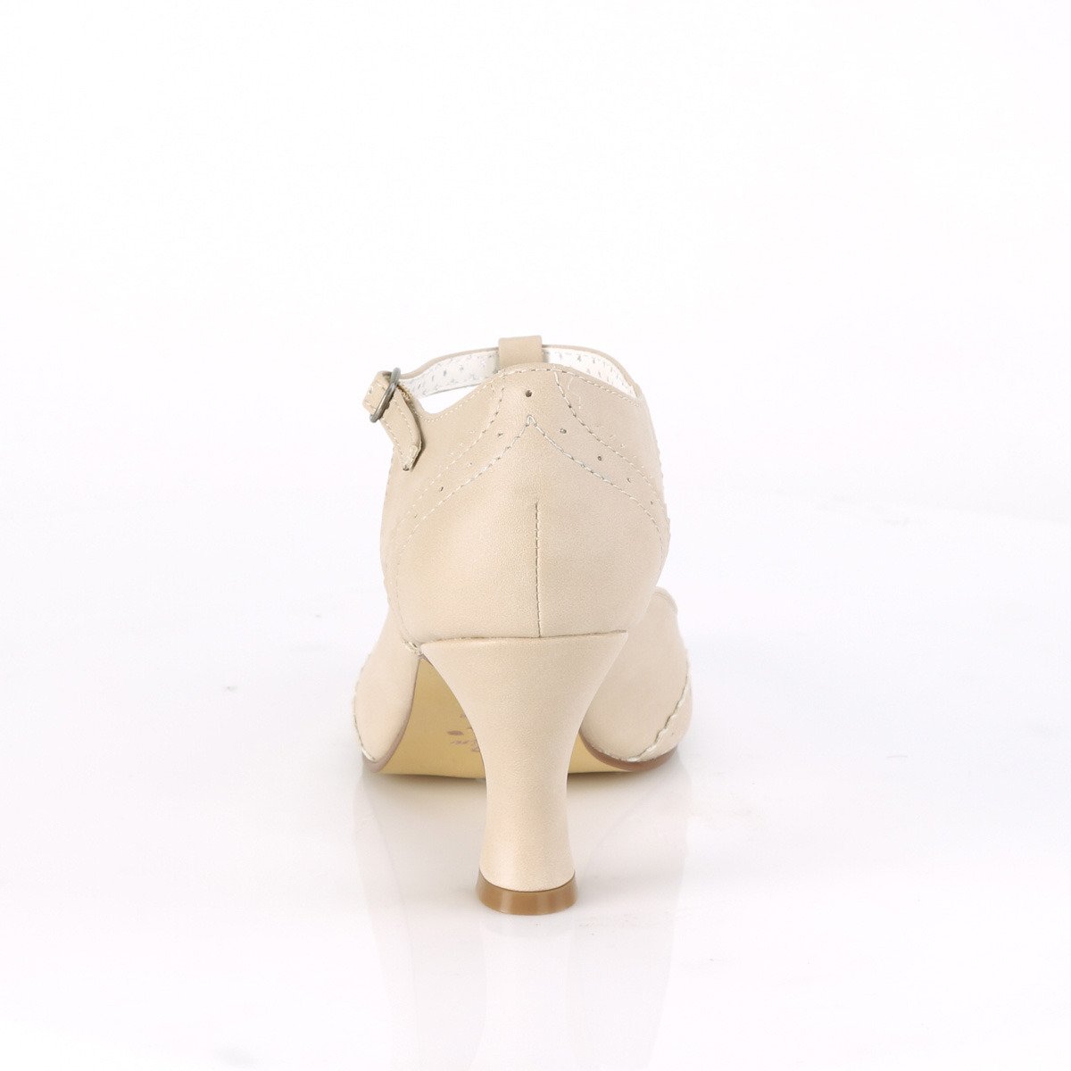 Pin Up Couture Flapper-26 CRPU - Béžové lodičky s remienkami so širokými podpätkami