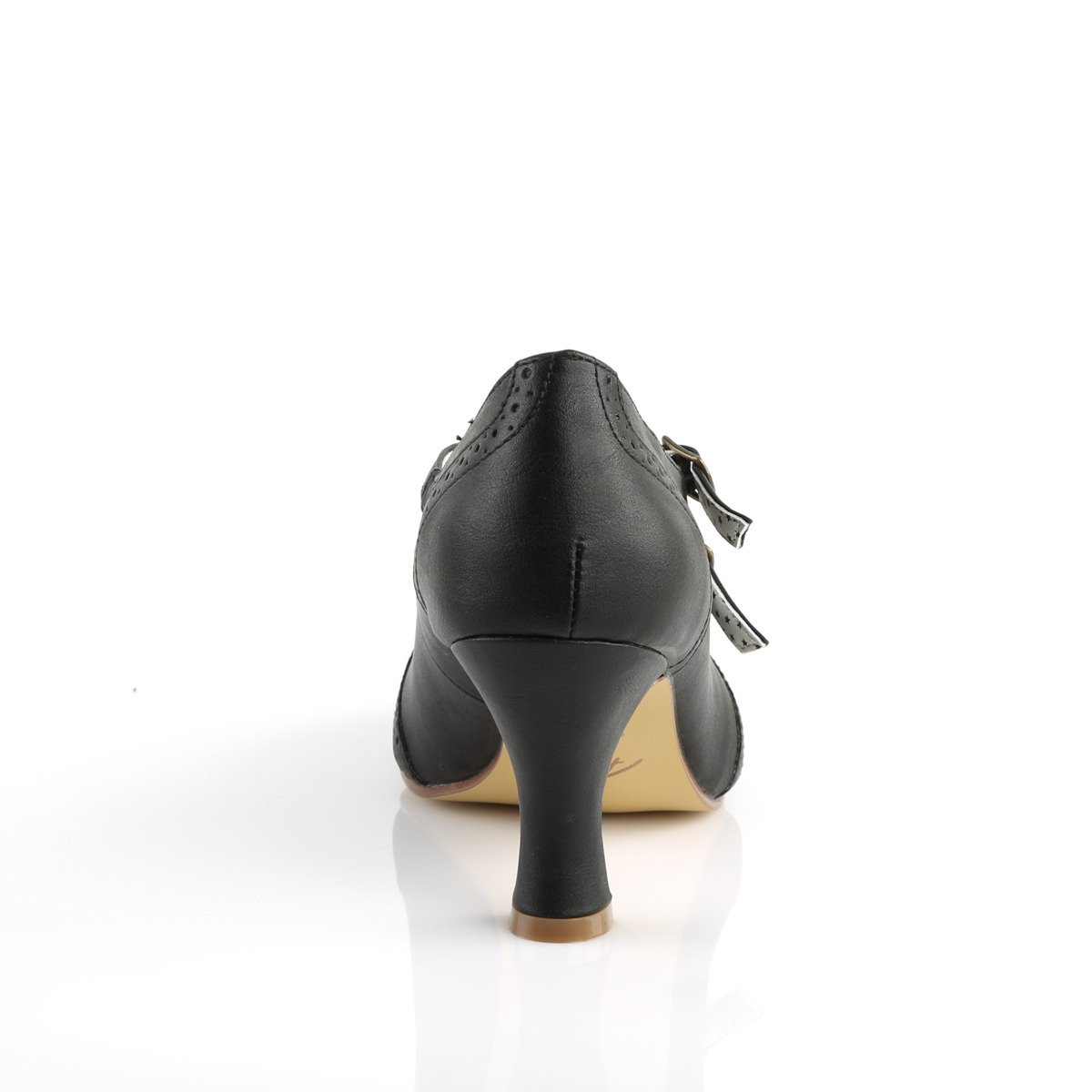 Pin Up Couture Flapper-35 BPU - Čierne lodičky s remienkami so širokými podpätkami