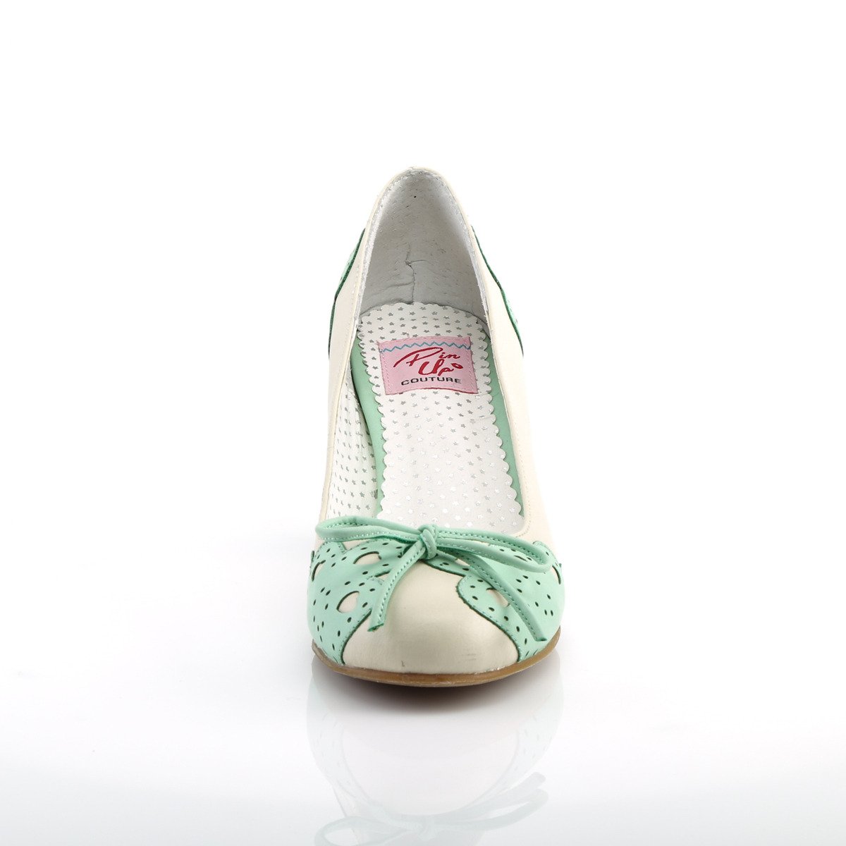 Pin Up Couture Wiggle-17 CR-MTPU - Béžové lodičky so širokými podpätkami