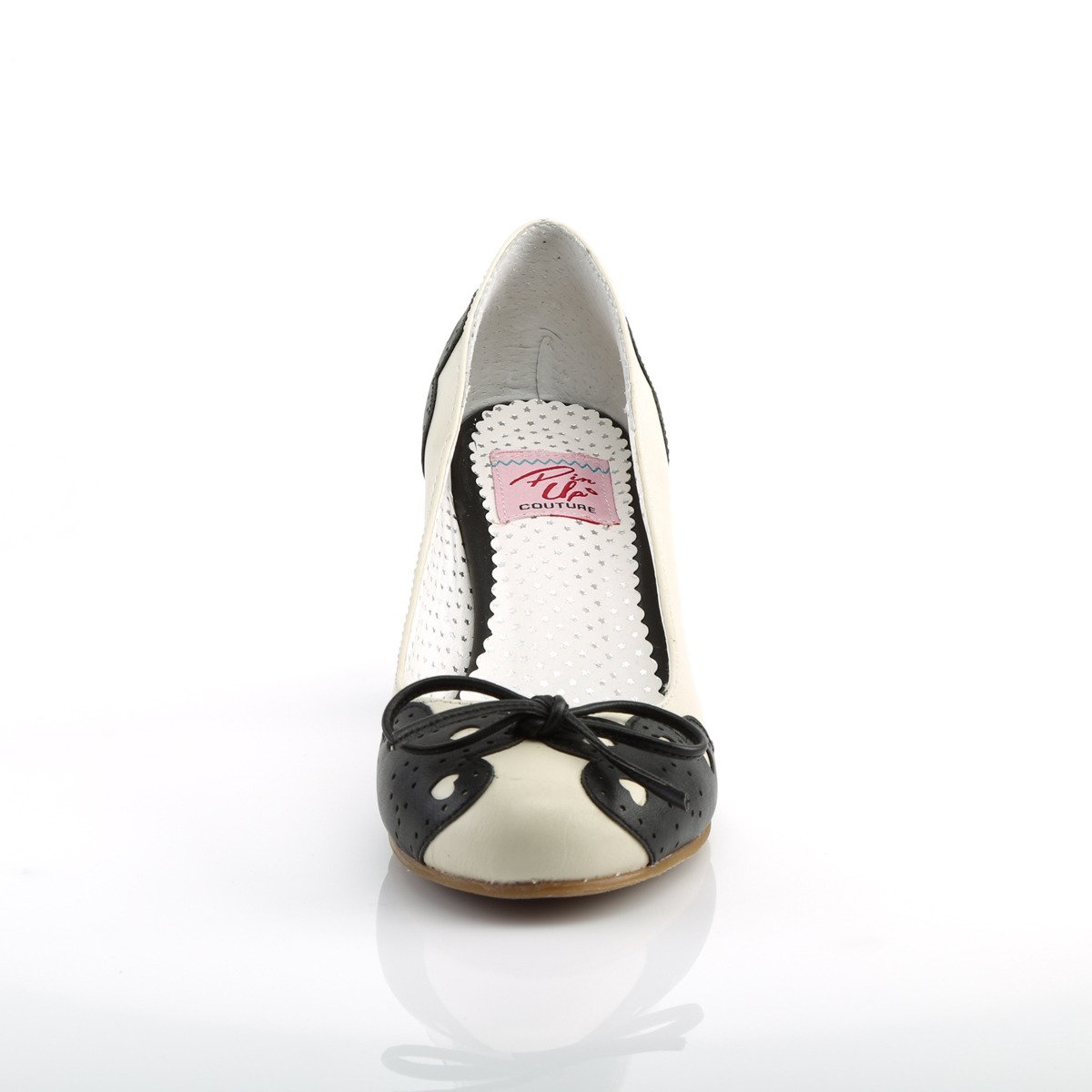 Pin Up Couture Wiggle-17 B-CRPU - Čierne lodičky so širokými podpätkami