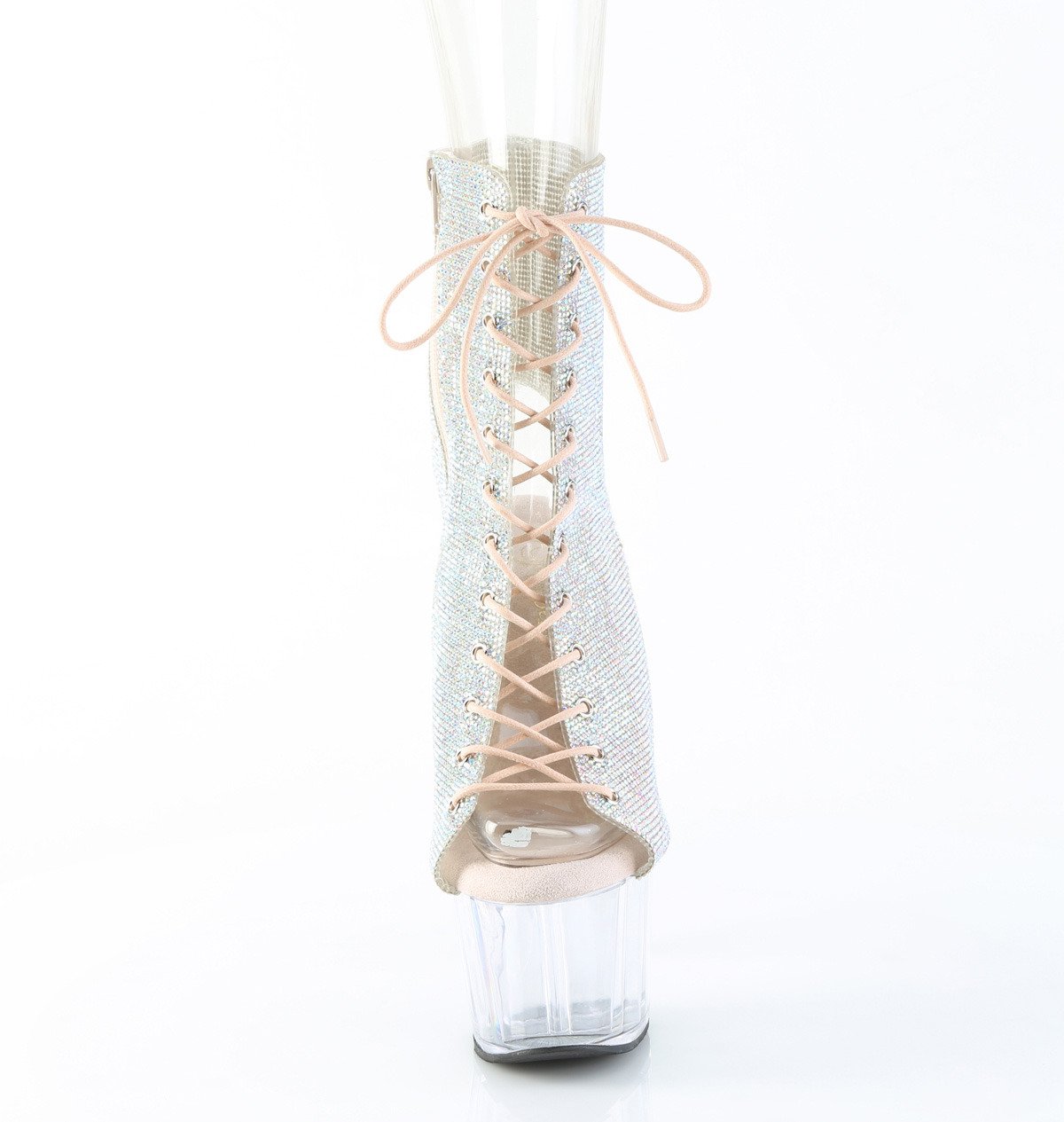 Pleaser Adore-1016C-RS SRS/C - Biele čižmy s otvorenou špičkou na vysokej platforme